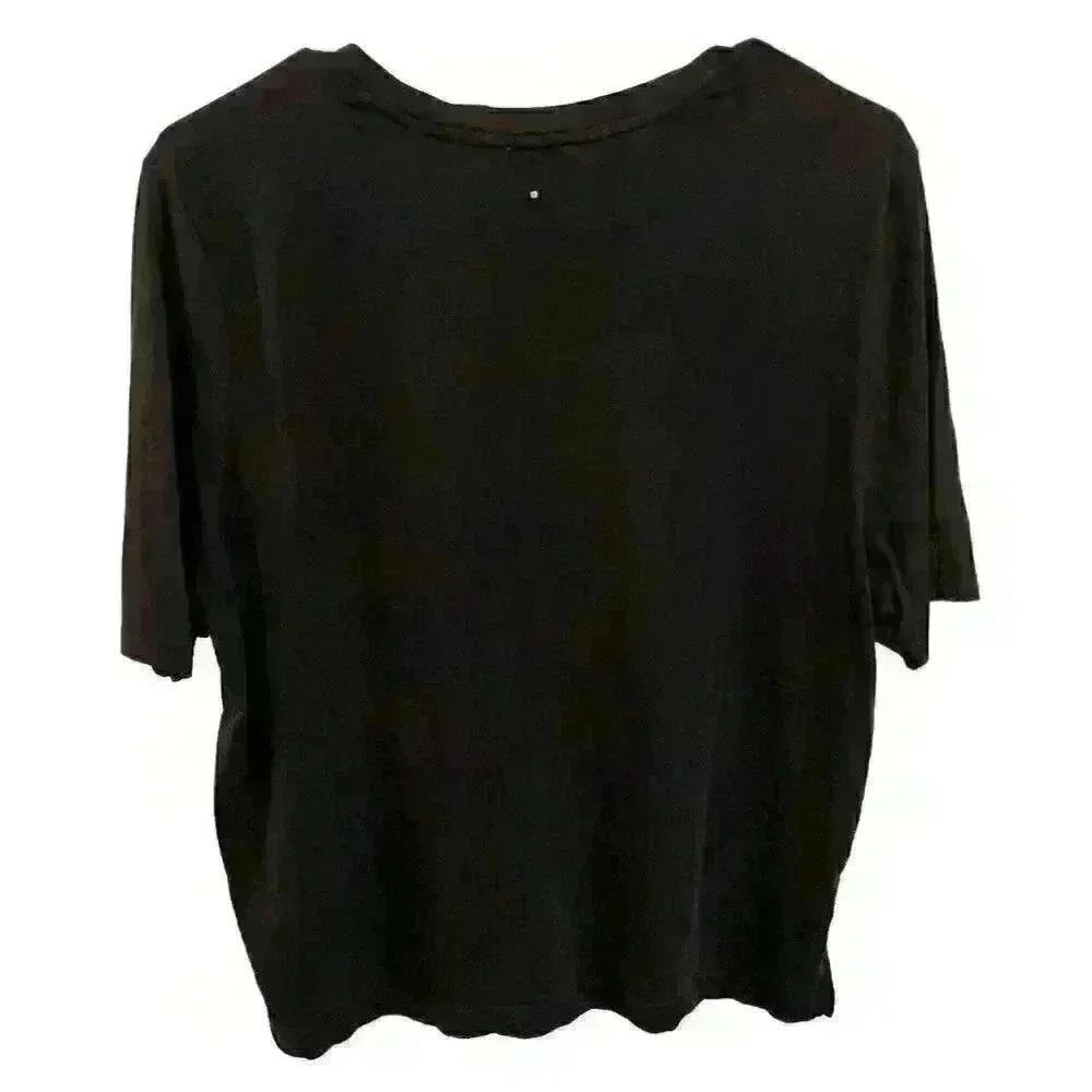 CUYANA Women's Short Sleeve 100% Organic PIMA Cotton Cropped Tee Sz Large Black - Picture 2 of 11